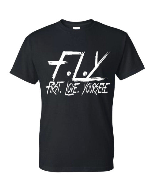 First.Love.Yourself Black T-shirt - RLTUniverse